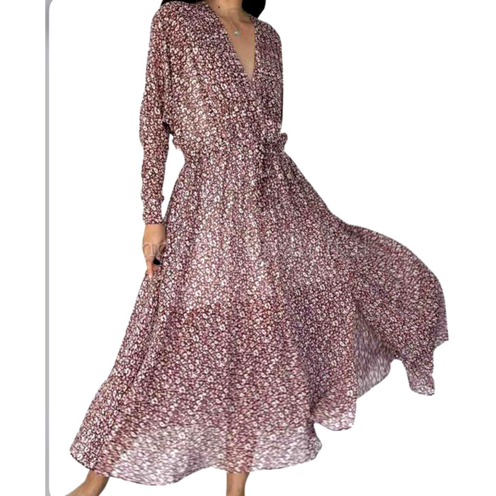 Ted Baker Vallyy Floral Midi Dress Size 2/6 Batwing Sleeve Dark Purple NEW